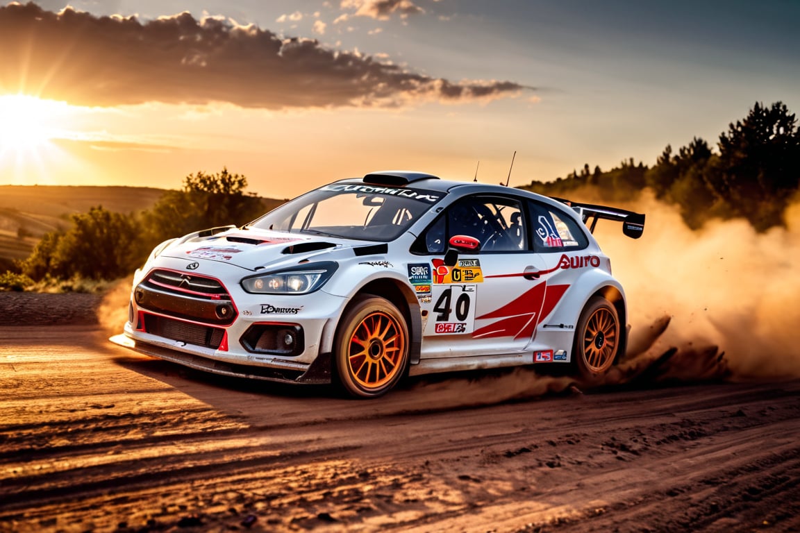 car photography,rally cars racing into the sunset, 8k, 4k, detailed, attractive, beautiful, impressive, photorealistic, realistic, cinematic composition, volumetric lighting, high-resolution, vivid, detailed, stunning, professional, lifelike, crisp, flawless, DSLR, 4k, 8k, 16k, 1024, 2048, 4096, detailed, sharp, best quality, high quality, highres, absurdres, maximum detail, hard rim lighting photography, hyper realism, high detail, 8k, HDR, UHD