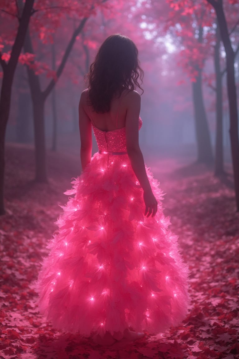 girl, dress made of pink leaves, cinematic lightning, highly detailed, trending on Artstation, Unreal Engine 4k, cinematic wallpaper