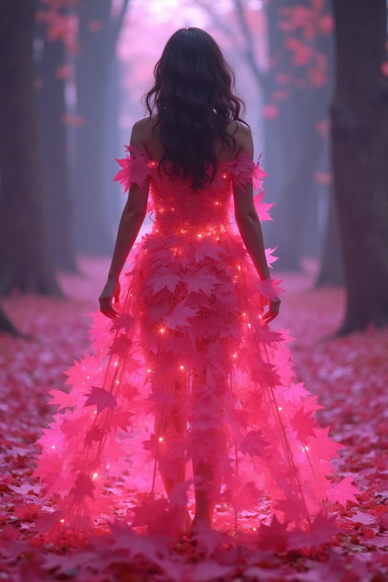 girl, dress made of pink leaves, cinematic lightning, highly detailed, trending on Artstation, Unreal Engine 4k, cinematic wallpaper