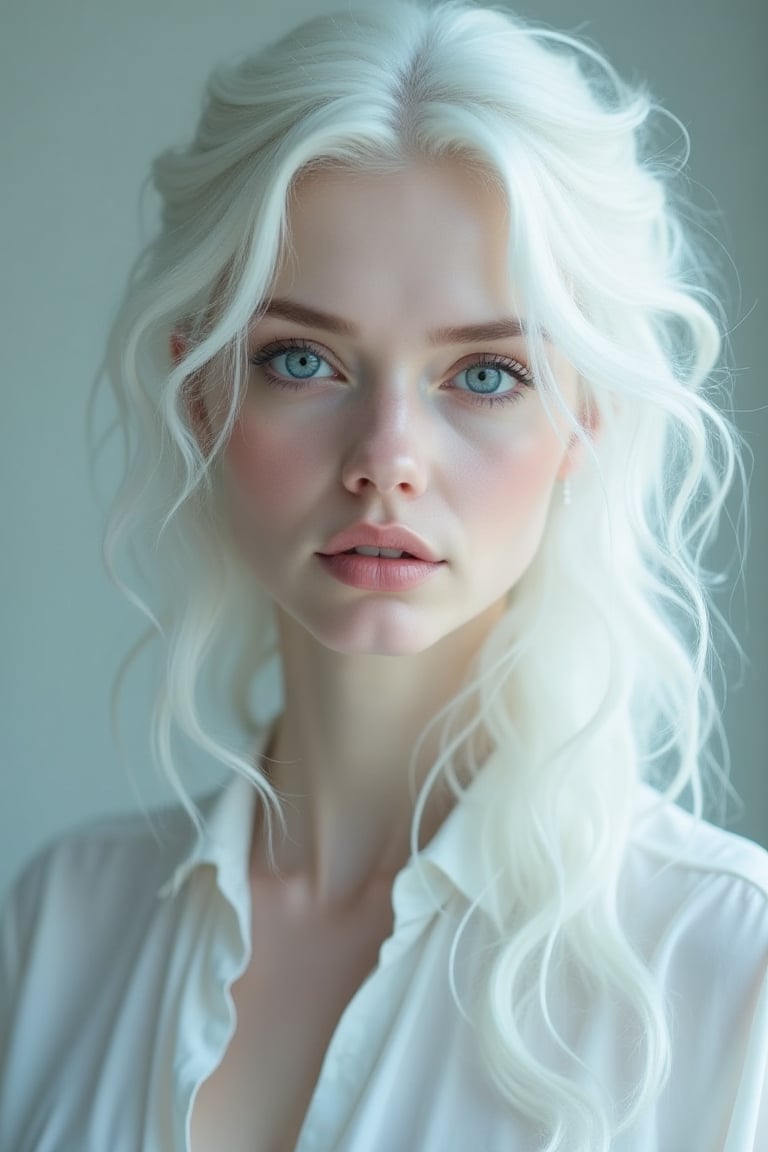 woman, albino, white hair,