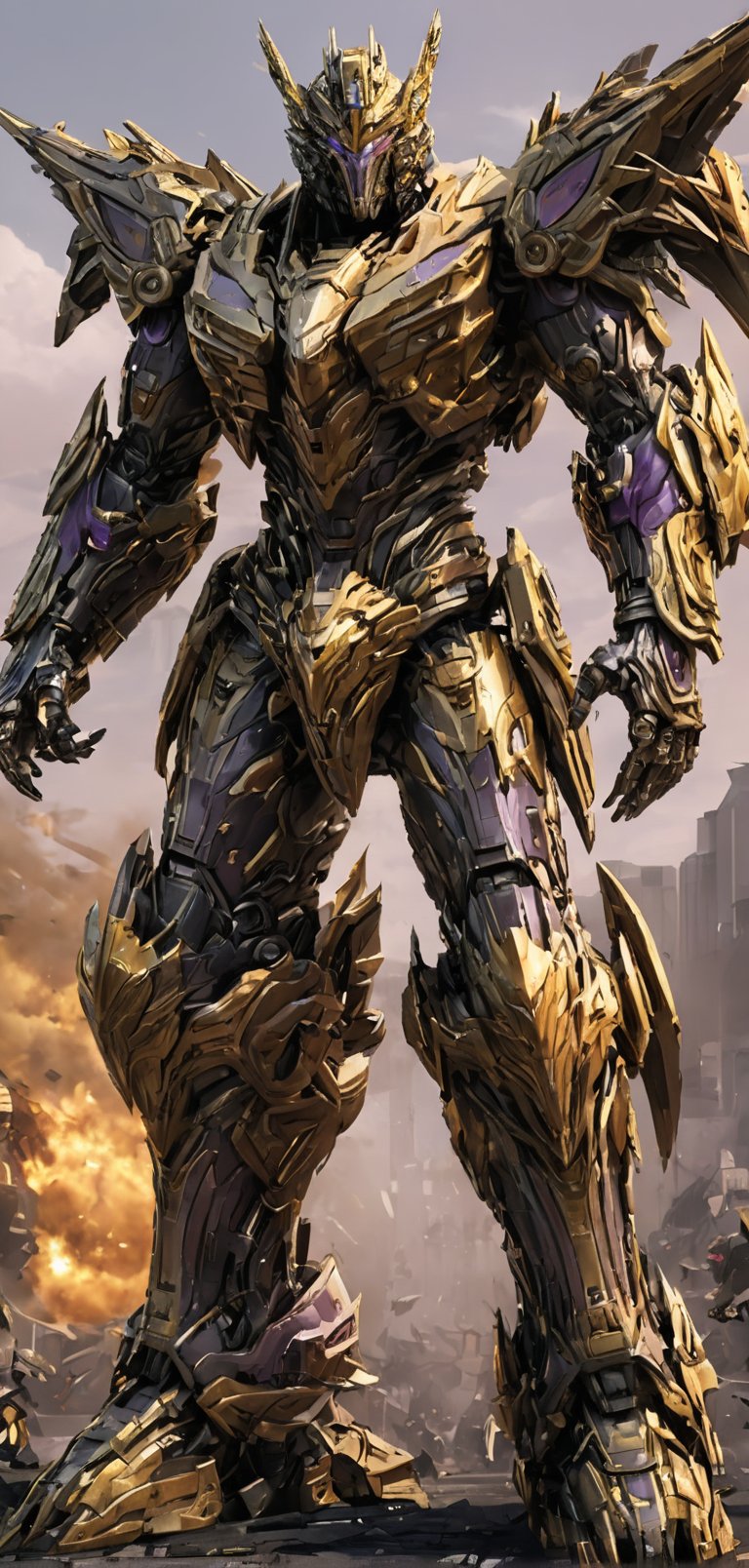 (extremely detailed 8k wallpaper), a medium full body photo of Trypticon transformer,intricate, highly detailed, dramatic, in Trypticon transformer costume,screaming, golden accents, decepticon, supreme, powerful, undefeated, chrome armor, 