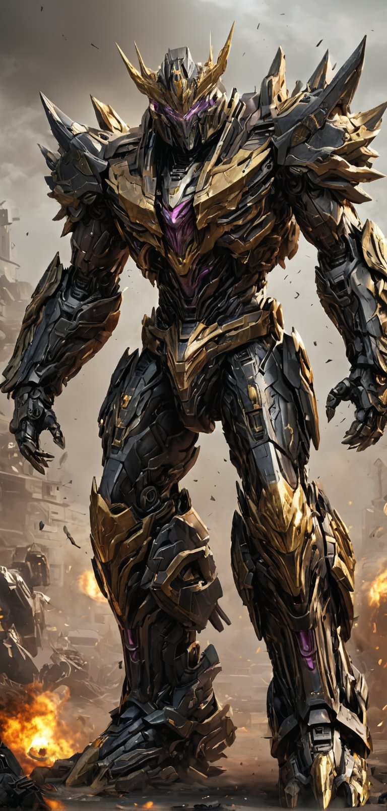 (extremely detailed 8k wallpaper), a medium full body photo of Trypticon transformer,intricate, highly detailed, dramatic, in Trypticon transformer costume,screaming, golden accents, decepticon, supreme, powerful, undefeated, vanta black armor, 