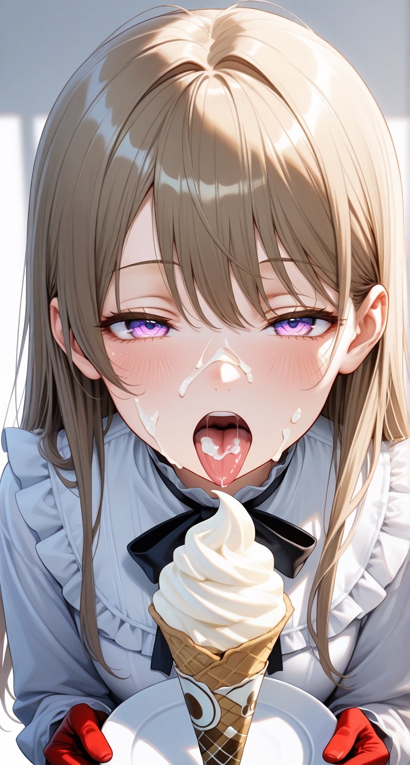 One girl,  upper body,  white whipped cream spraying upward from the bottom by 卯金刀 on Tensor.Art