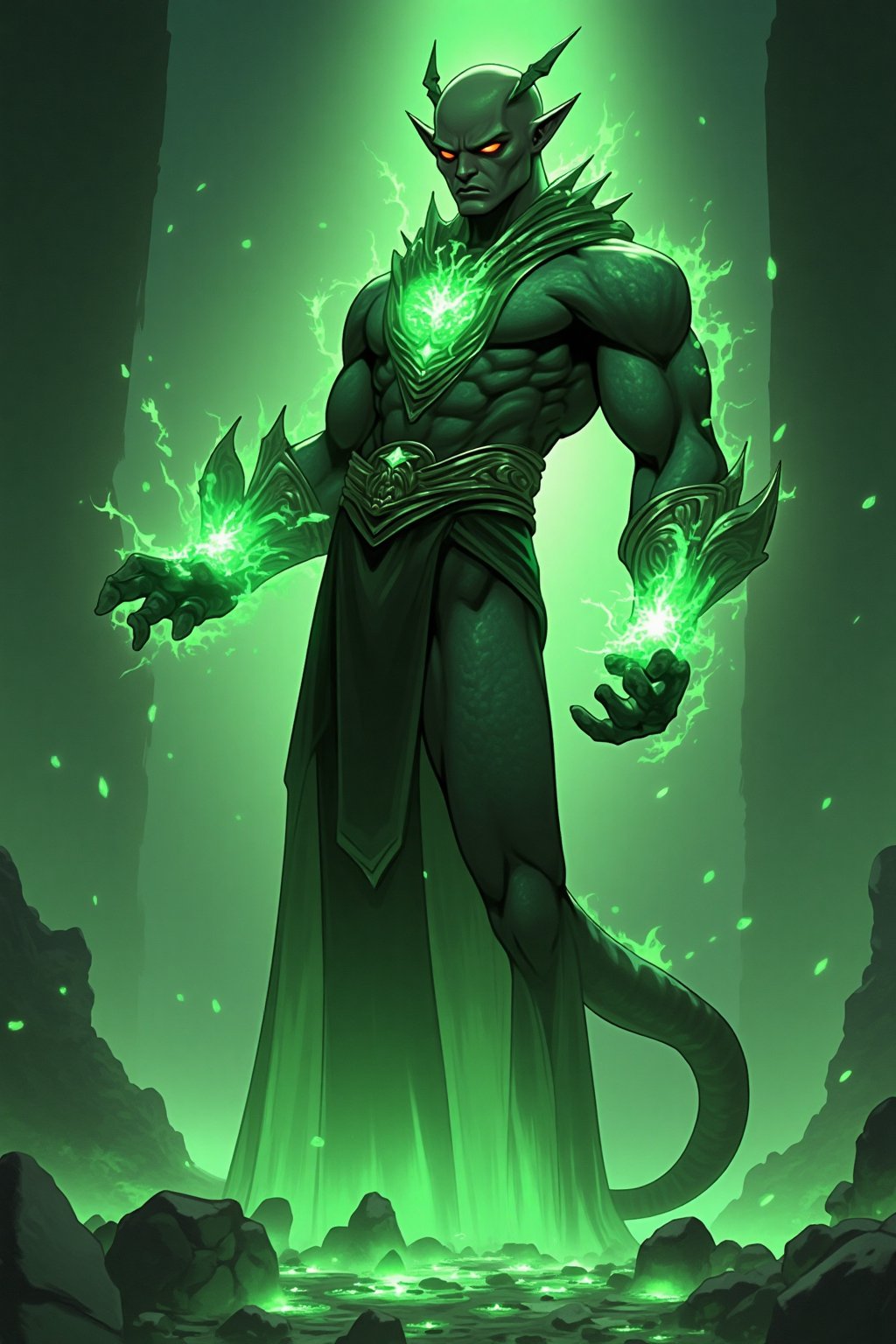 Alien hero,  gemstone emerald magic power,  tall by user_778227213651829182 on Tensor.Art