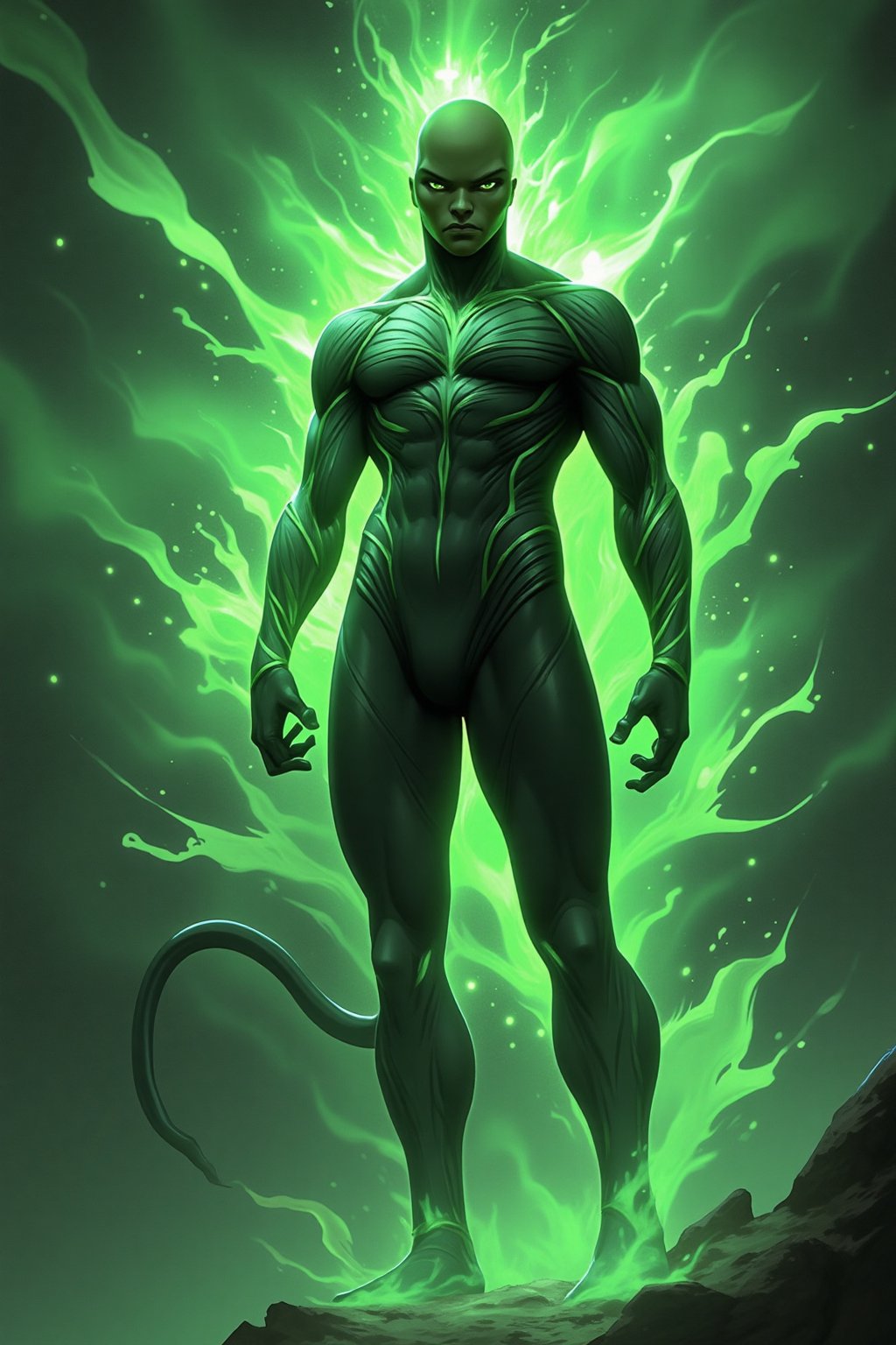 Alien hero,  gemstone emerald magic power,  tall by user_778227213651829182 on Tensor.Art