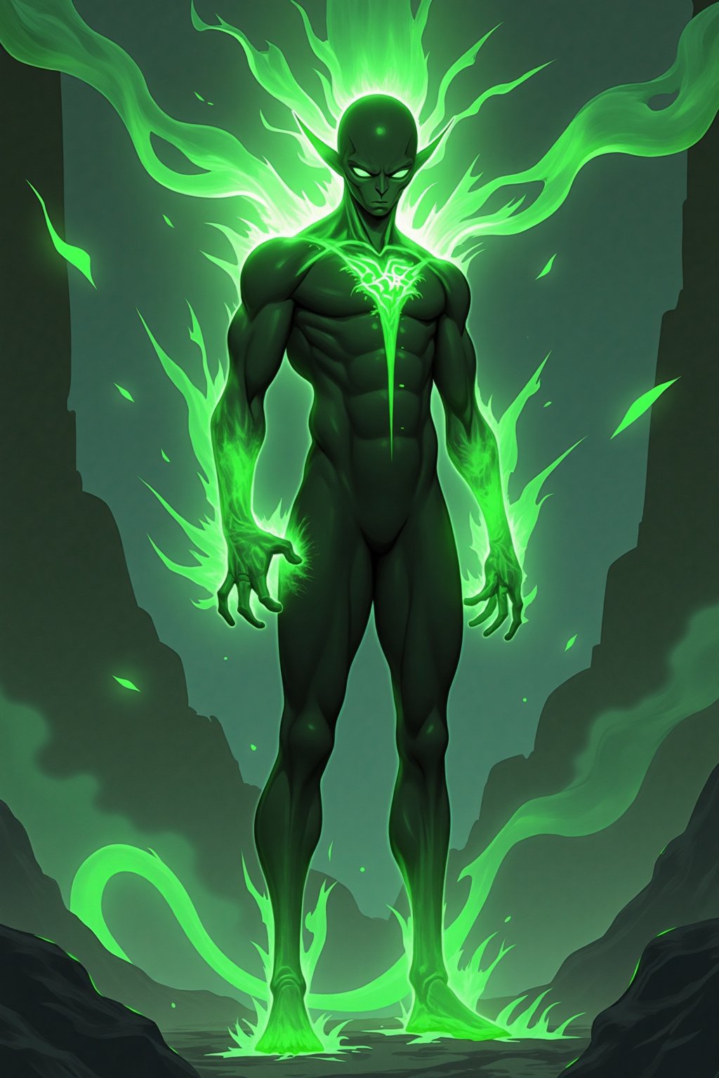 Alien hero,  gemstone emerald magic power,  tall by user_778227213651829182 on Tensor.Art