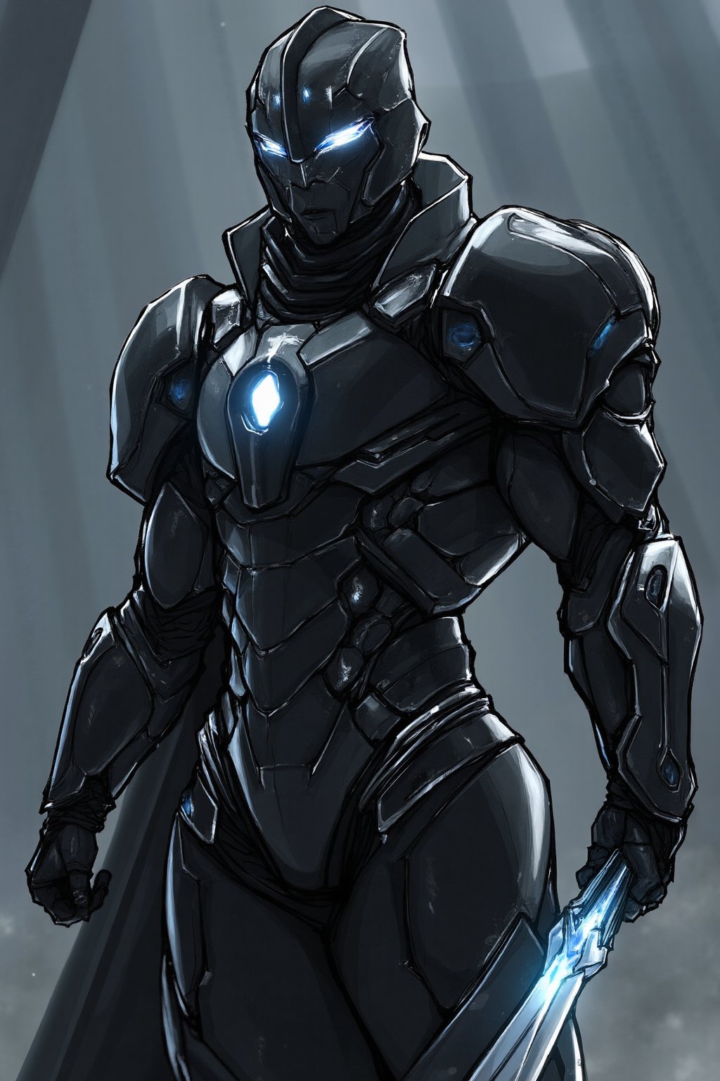 Hero oc,  iron knight,  wears a highly advanced technology knight scfi suit by user_778227213651829182 on Tensor.Art