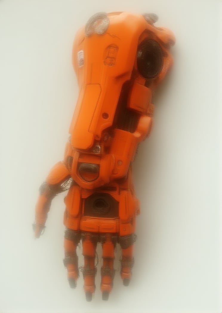 ROBOTIC HAND, ORANGE AND BLACK 