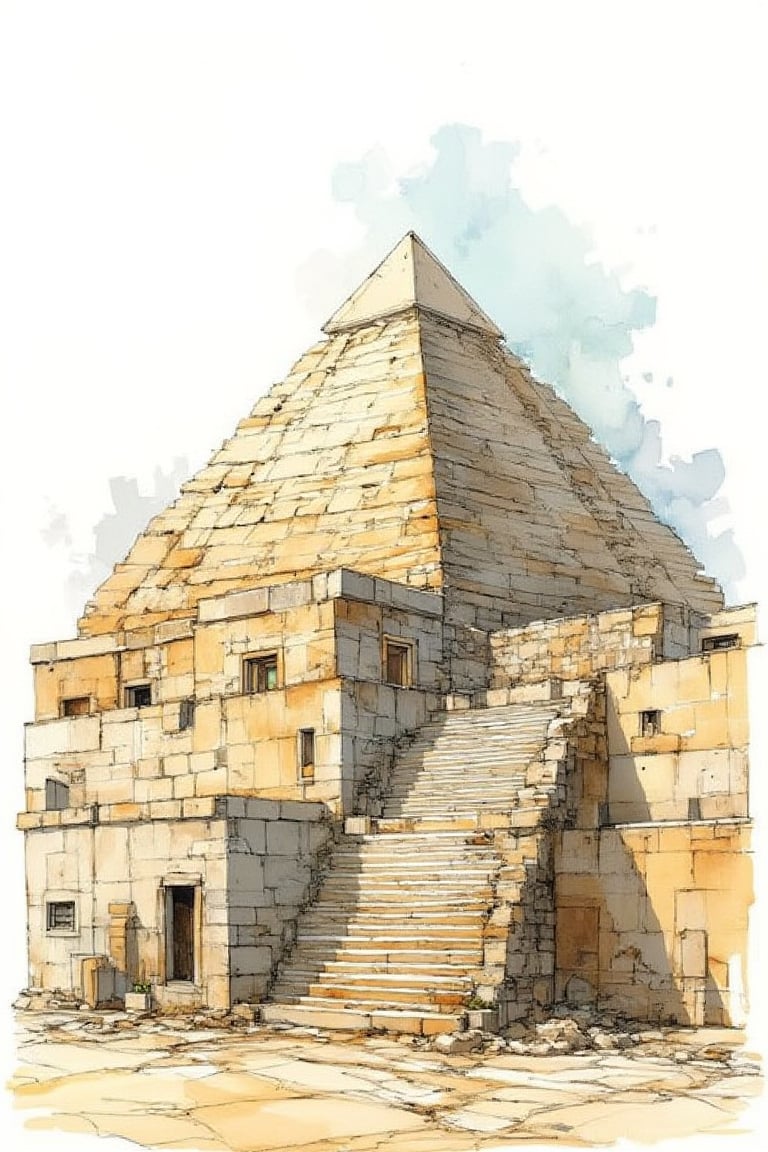 Pyramid,Watercolor architecture