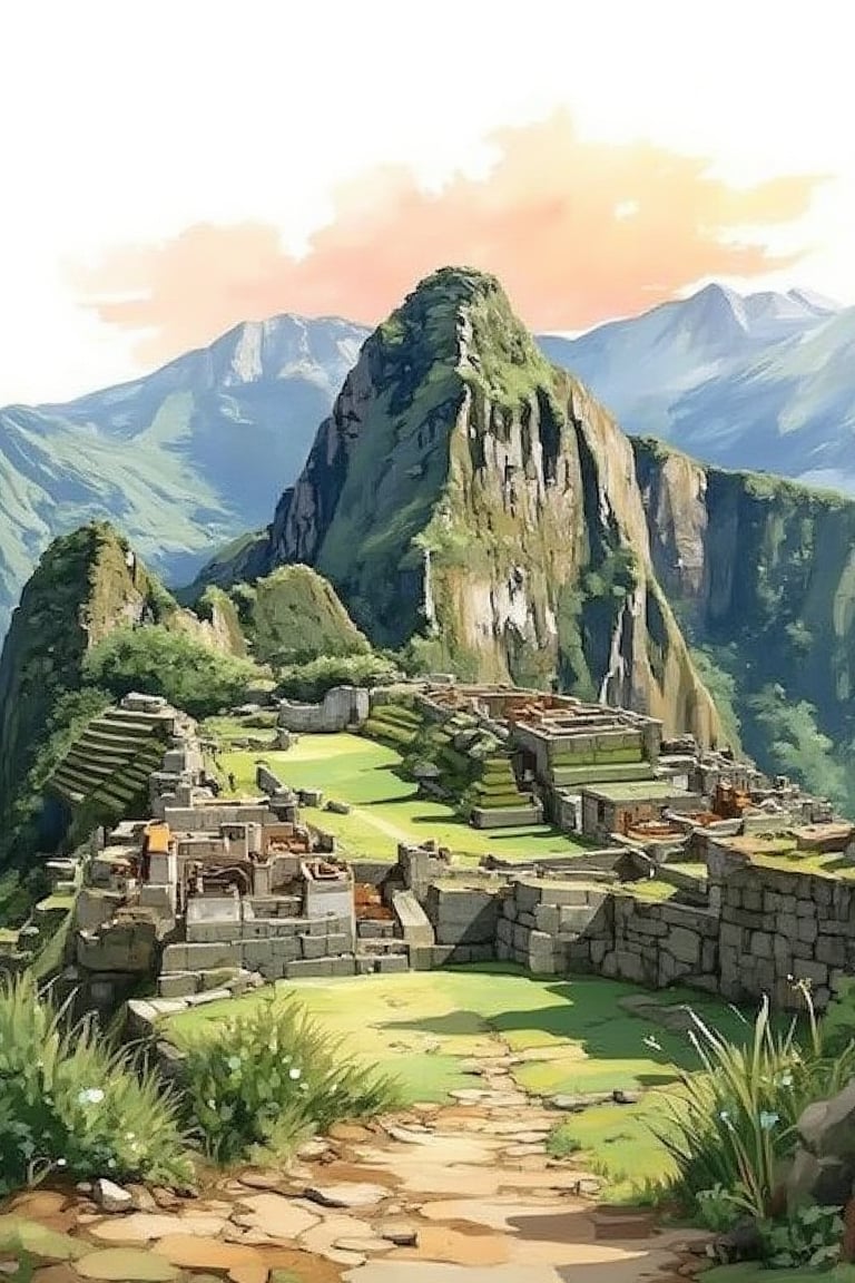 Machu pichu,Watercolor architecture