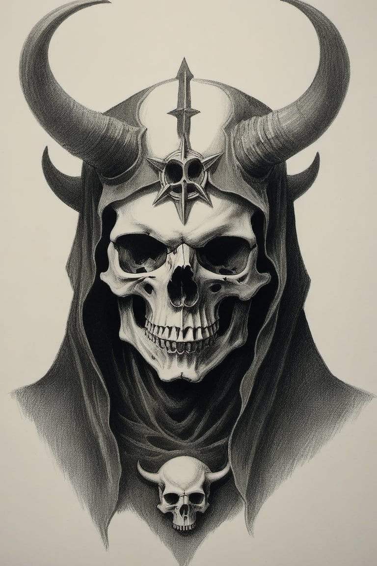 Skull Satan demon,  Pencil Draw by GhostIIA on Tensor.Art