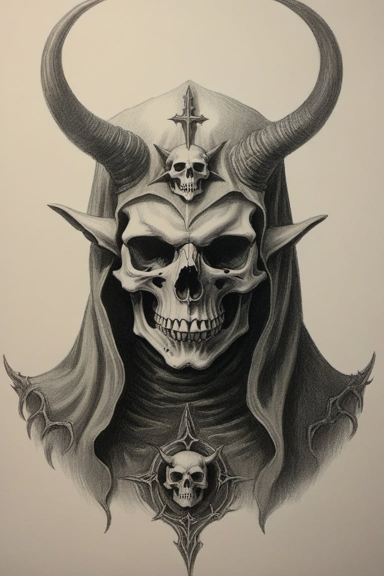 Skull Satan demon,  Pencil Draw by GhostIIA on Tensor.Art