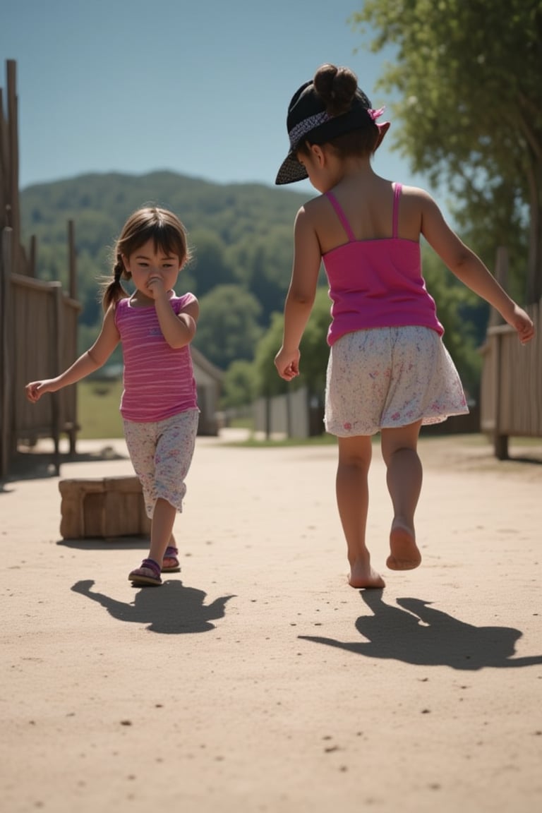 Girls playing with shadow stepping by ST.macha on Tensor.Art