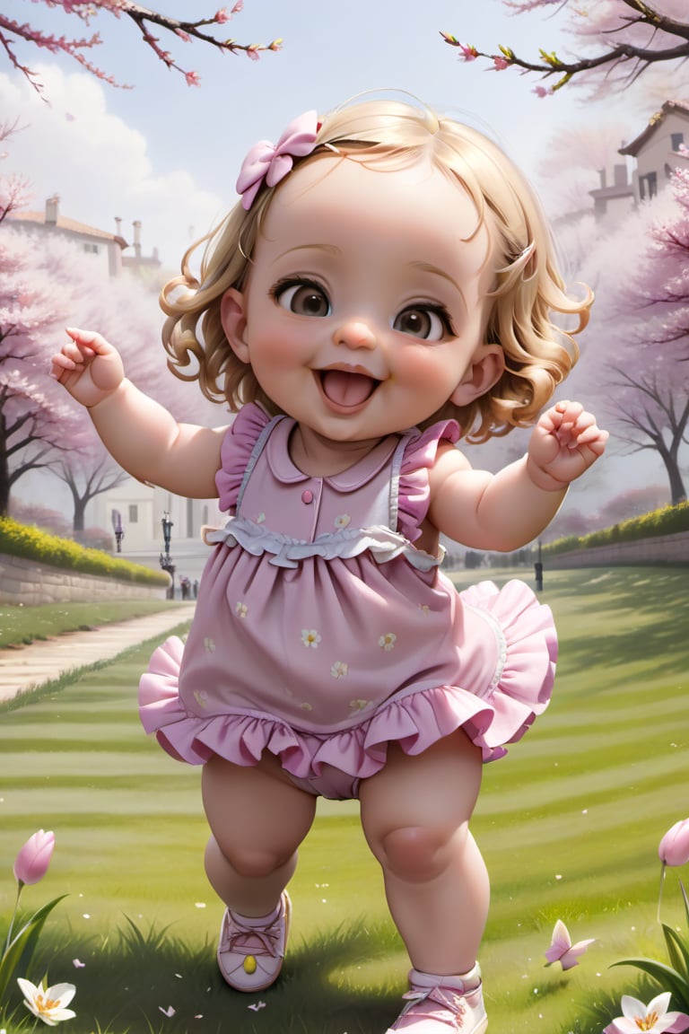 
 happy baby chic enjoying springtime, (((masterpiece))),(best quality)