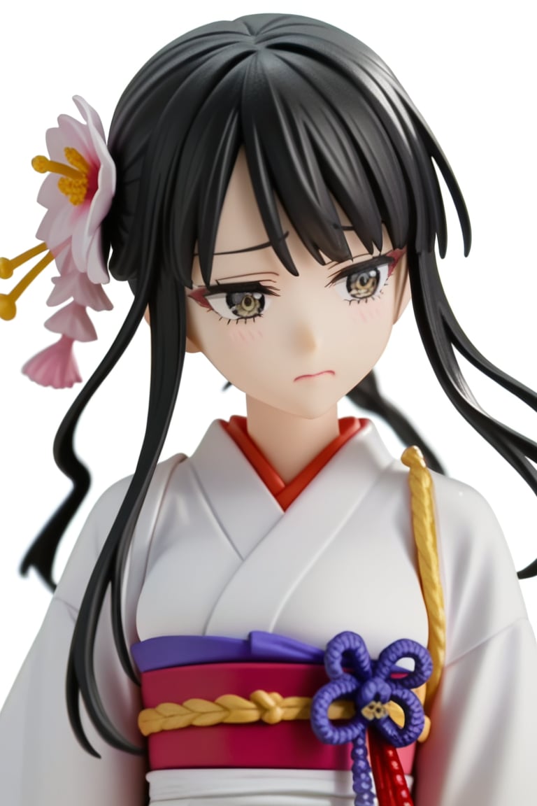 score_9, score_8_up, score_7, source_anime, anime screencap, BREAK,
 1girl, Ginnojomorifuyu Kezokaku, black hair, white kimono, hair flower, 

, ((white background, blank background)):1.3,
,