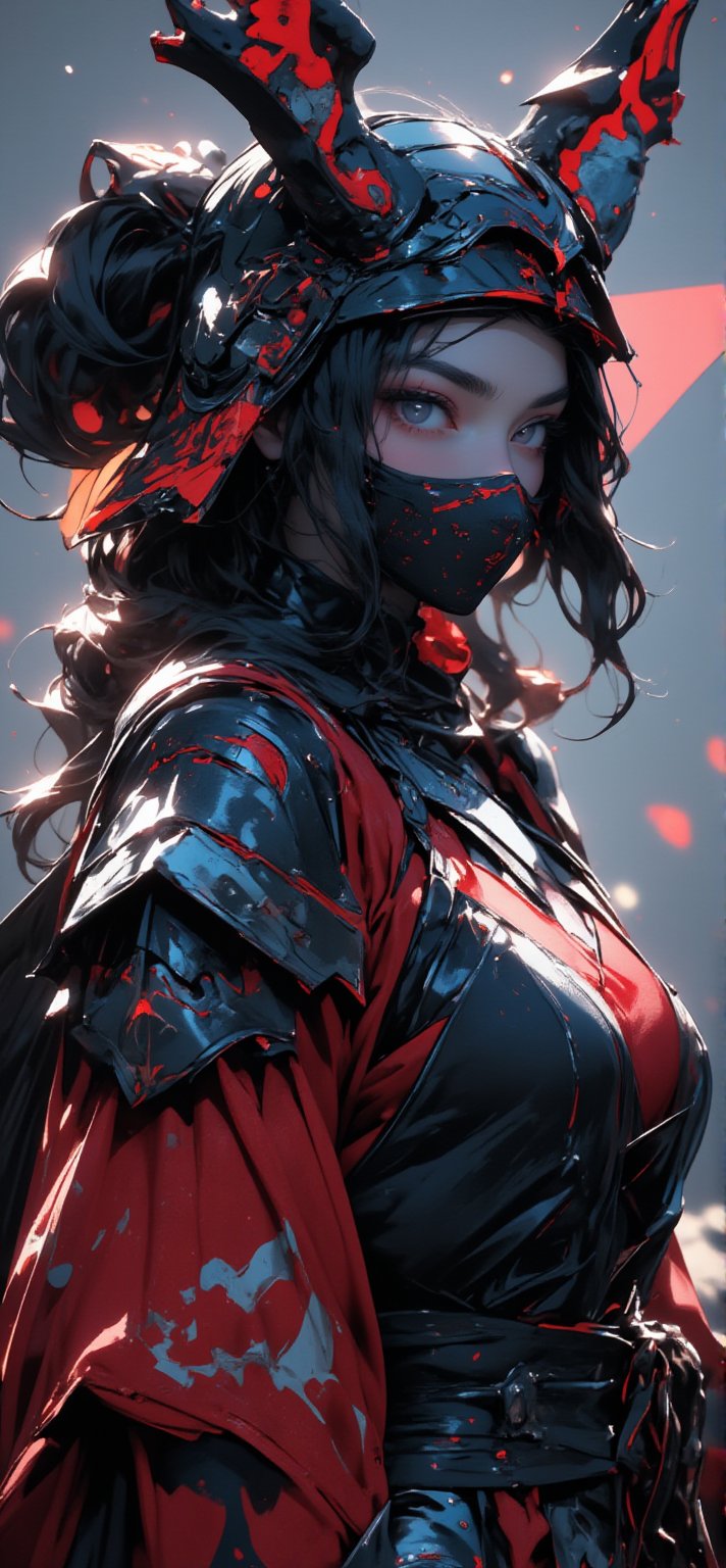 Close-up of a person in a sword costume、screenshot、Cyberpunk art、Lü Ji、Cyber Japan Armor、Cyber Japan Samurai Armor、Cyber Japan style armor、Cyberpunk Anime Girl、Very beautiful cyberpunk samurai、whole body, FLUX_QTNimE_2,NiJi_2_FLUX,REALNIME