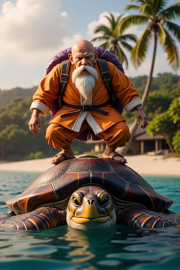 Roshi,  whit turtle Shell backpack,  the iconic warrior monk from Dragon Ball by user_779982163058686844 on Tensor.Art