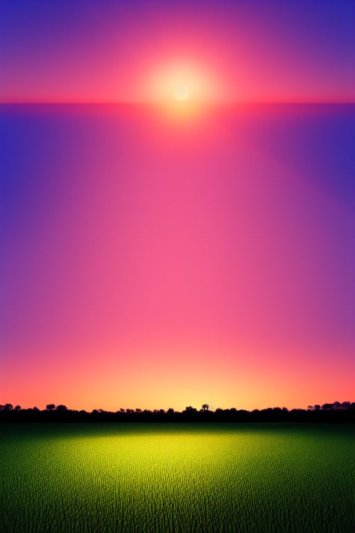 Create an image of a scene in a paddy field at dusk,  the sun sunset,  watercolor style by Suhai miee on Tensor.Art