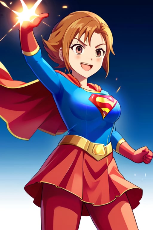 Nishijima Kai, with his confident and charismatic demeanor, brings a unique twist to the classic Supergirl costume. The vibrant blue top, emblazoned with the bold red and yellow 'S' emblem, contrasts against his strong frame and adds an unexpected touch of flair. His short, stylishly spiked hair adds a playful edge, while the red cape flows behind him, adding movement and a heroic aura. The red skirt is replaced with red pants to suit his style, and the knee-high red boots ground the look, giving him an athletic, powerful presence.

With his usual charming smile and fearless stance, Kai embodies the heroic essence of Supergirl while adding his own confidence and flair to the role. The costume emphasizes his strength and optimism, making him look every bit the part of a protector. This transformation highlights his determination and charisma, showing that he’s ready to tackle challenges head-on, blending strength and charm to inspire those around him.