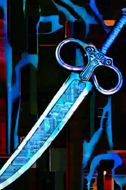 a majestic magnificent sword  Of an iridescent blue color, with intricate designs engraved on the blade, among which are some flames that run through the sword, separating the edge from the rest of the blade. The blade was covered by a blue sheath (the blue that Saphira had on the scales on her rump), a shiny leaf-shaped piece of steel decorated the tip of the sheath. The handle had a handle and a half and was made of hard, dark wood, the knob was made up of a large sapphire held by four polished steel ribs.

