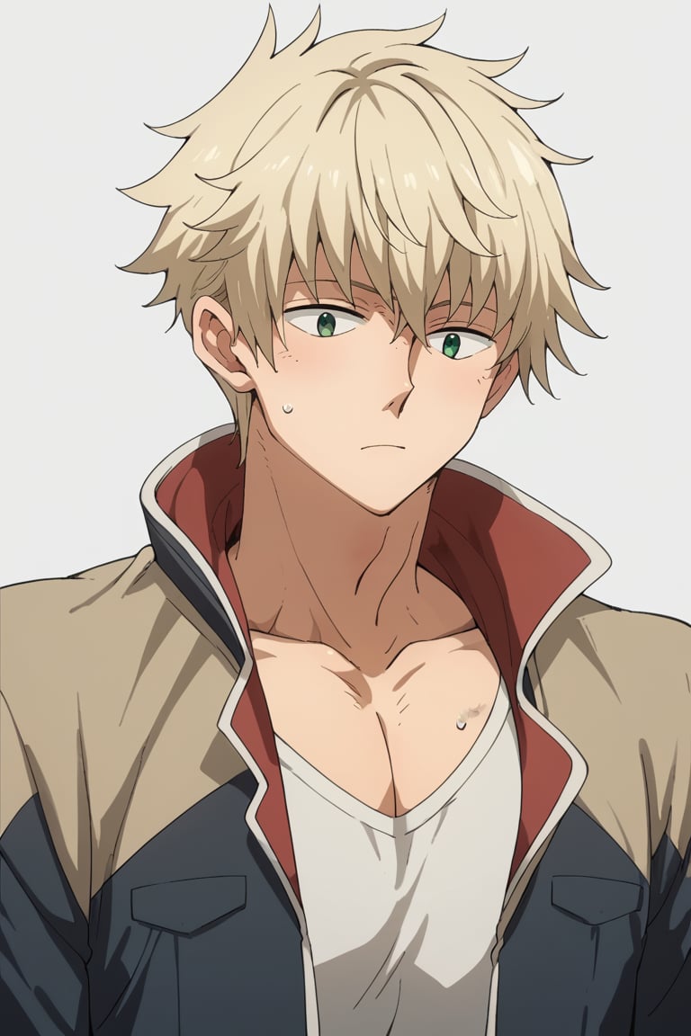 score_9, score_8_up, score_7_up, score_6_up, score_5_up, score_4_up, source_anime, BREAK, 1boy, male focus, Hush_Middy, blonde hair, green eyes, simple background