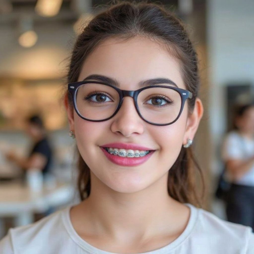 Samantha with short pigtail hair,  full nerdy girl makeover,  getting styled into a very nerdy getup by uncontrolled lust...
