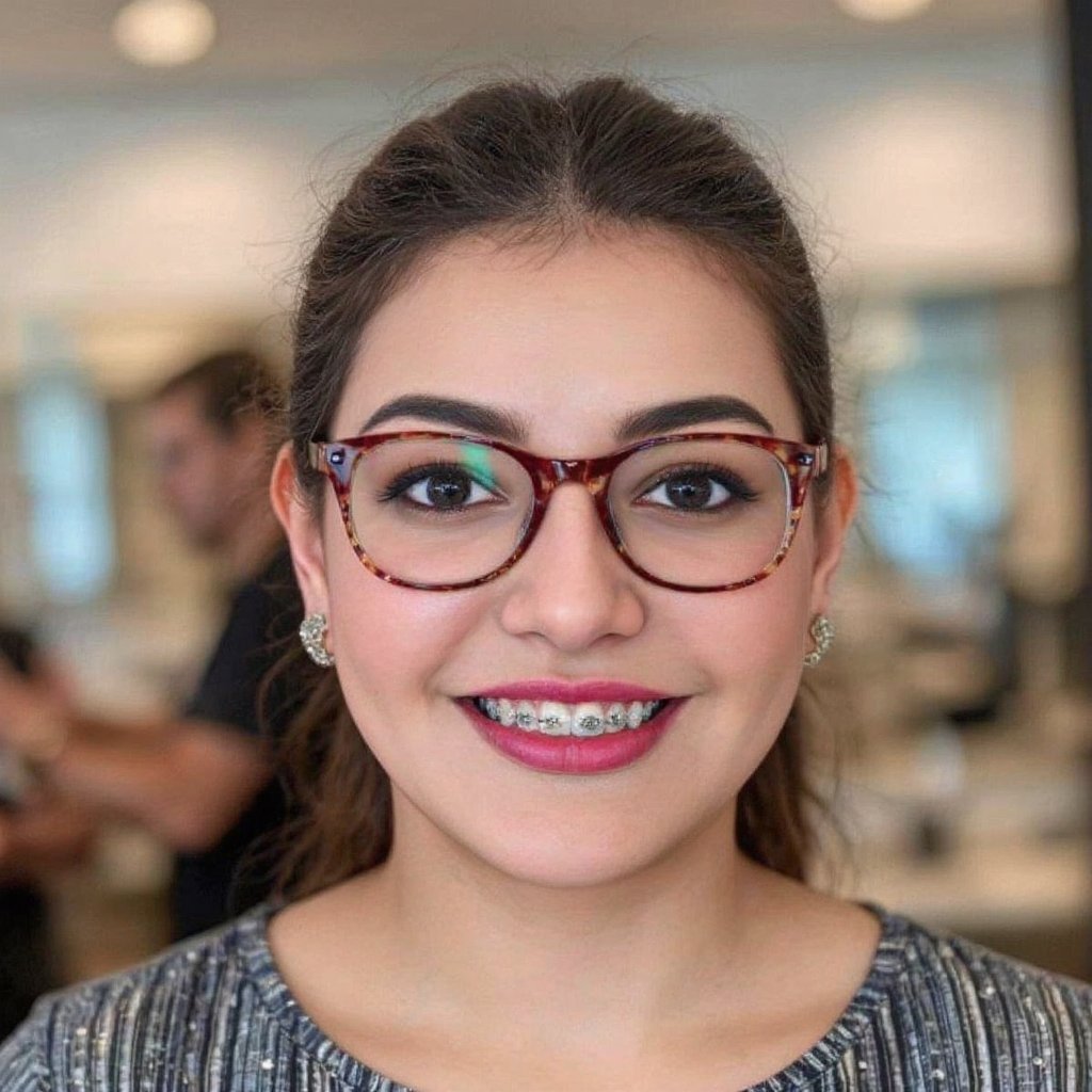 Samantha with short pigtail hair,  full nerdy girl makeover,  getting styled into a very nerdy getup by uncontrolled lust...
