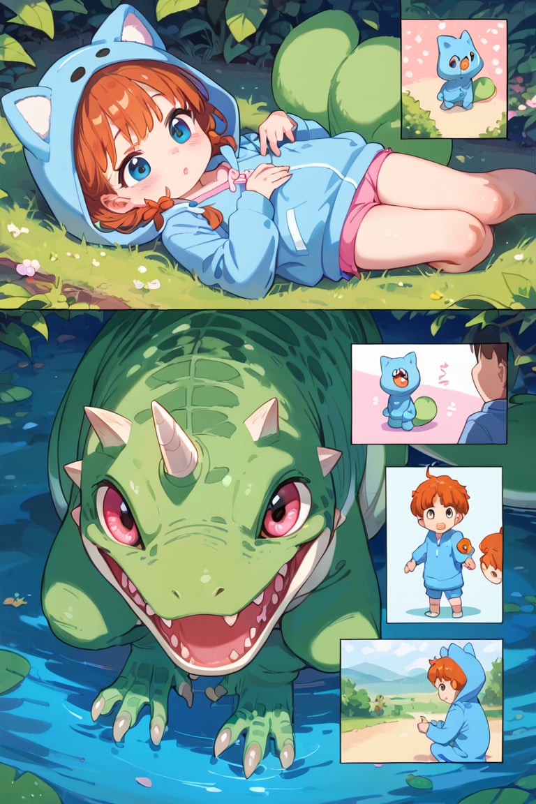 score_9, score_8_up, score_7_up, score_6_up, 

loli,child girl, onesie

strong,comic, ,comic_page,comic_page,comic ,comic_page,comic,

A girl wearing a unicorn onesie and a boy wearing a dinosaur onesie looking for the perfect monster,  beautiful peaceful woods
looking in the bushes, looking by the lake, finding a cute monster with lots of spikes, holding a pet rock