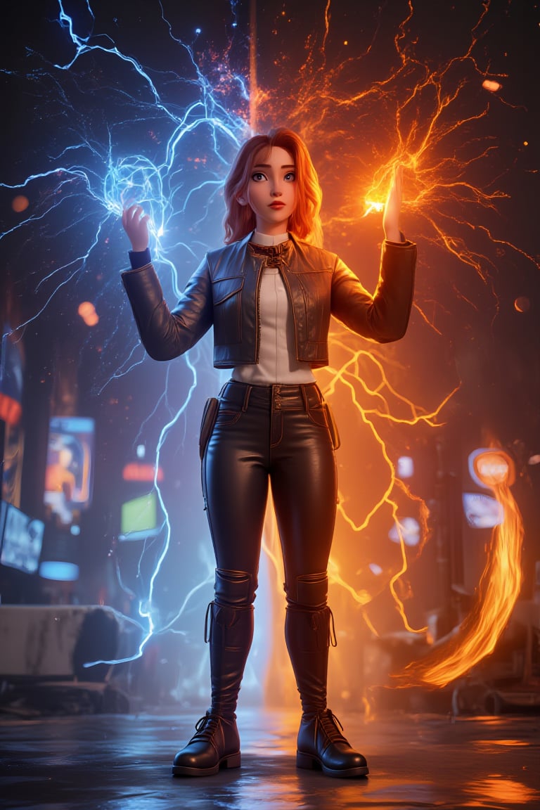 1girl pyrokinesis 1girl electrkinesis Cartoon characters 