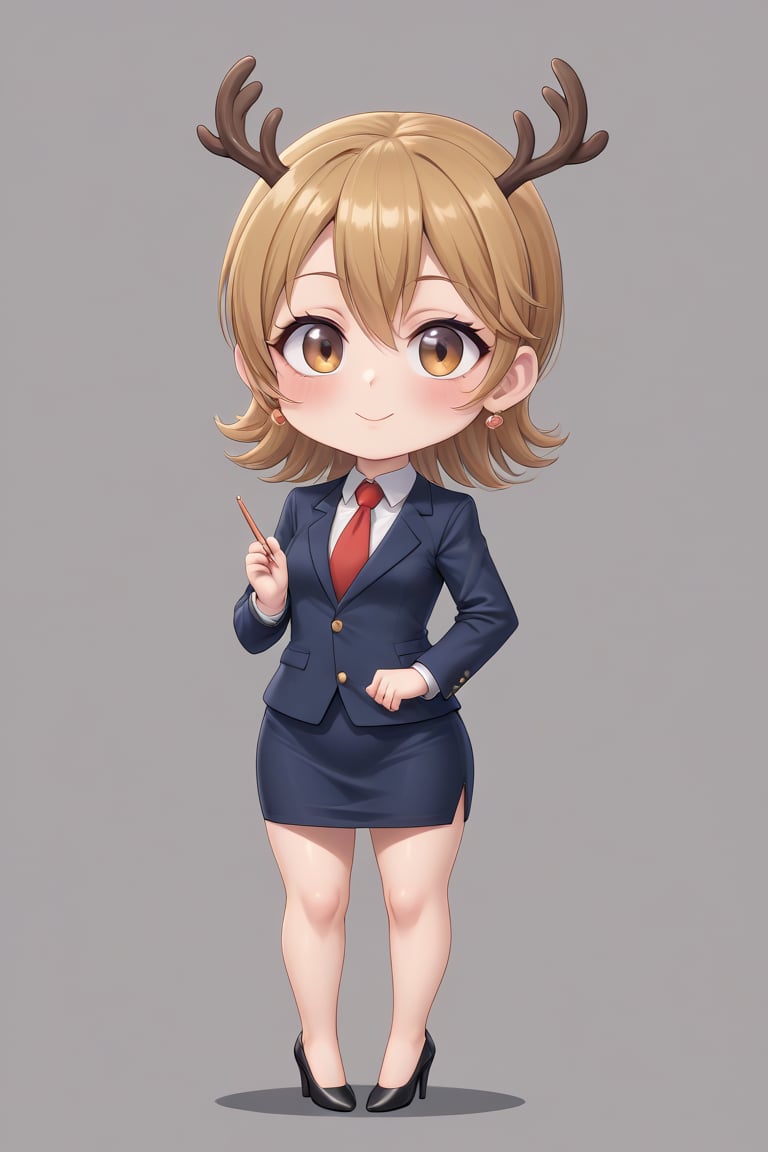 Chibi Ecchi Highschool deer antler teacher wearing heels 