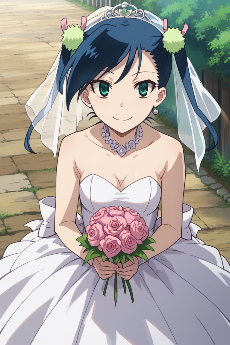 score_9,score_8_up,score_7_up,source_anime,BREAK
1girl, solo,
Hibachi, blue hair, twintails, short hair, green eyes,
wedding dress, pink dress, smile,