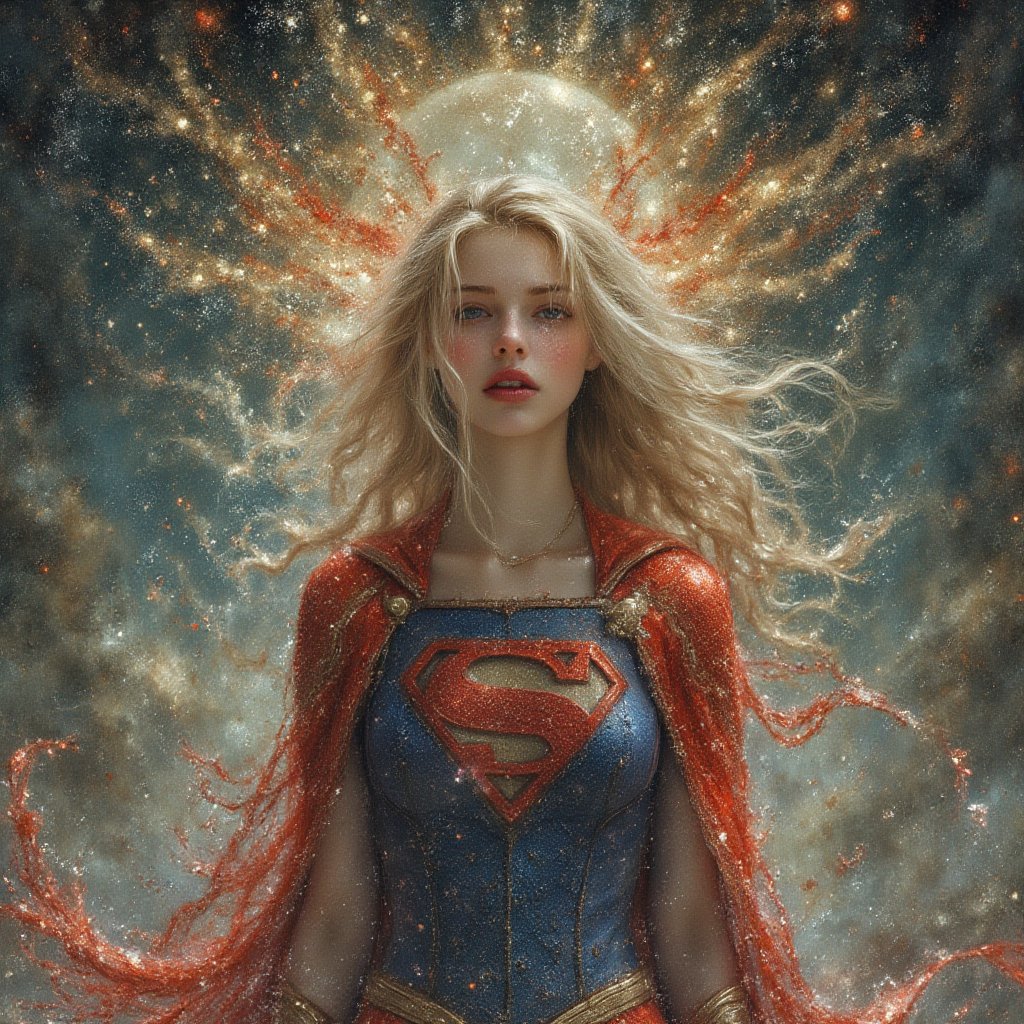 supergirl, best quality, cinematic movie poster,full body, by .M. Barrie,sacrifices, serenity, pixie dust , atmospheric,  faerie., (concept art illustration), (Wassily Kandinsky), (wabi-sabi:1.4), highly detailed, minimalist style, subtle brushwork,shabby chic,,fine art,epic, Giovanni Boldini, William Blake, (Elsa Beskow:1.2), (Léon Bakst:1.3), haute-couture, insane details, 