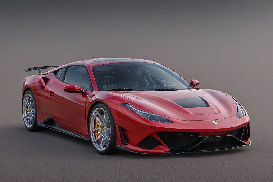 car,realism,APEX SUPER CARS XL,red ferrari 488 pista,2020 model,with silver and black racing stripes,front quarter angle view,APEX SUPER CARS XL 