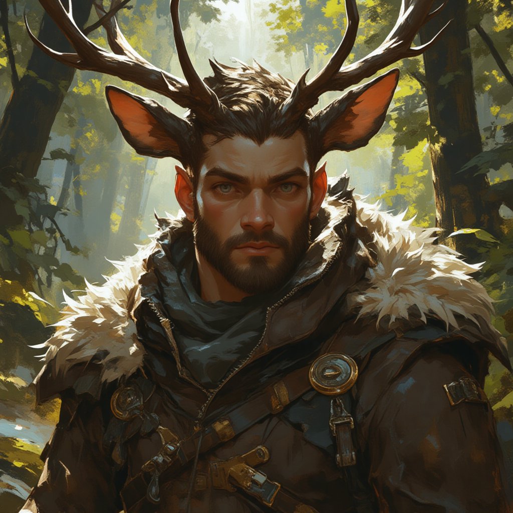 score_9, score_8_up, score_7_up, detailed illustration. portrait. Setting is a forest. man with antlers and deer ears. wearing furs and natural clothes. Handsome. Digital art style, fantasy art style, drawn aesthetics, semirealistic illustration, shiny/glossy, natural light, detailed shadows, concept painting, ultrahigh definition, stylized pose, art style by Kuvshinov Ilya and Greg Rutkowski.