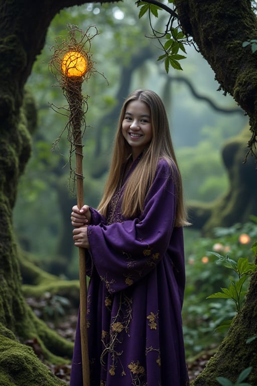 vonzf,  Cinematic film still of a smiling young woman,  a wizard by Grootz on Tensor.Art