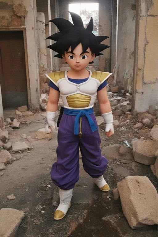 The real version of Vegeta, standing in the ruined building