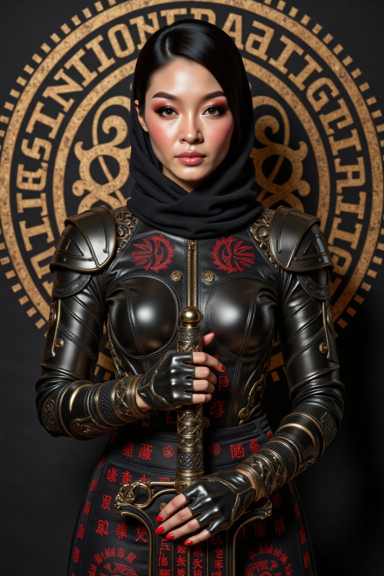 A striking fusion of futuristic cybernetics and traditional aesthetics comes to life in this commanding figure. The centra...