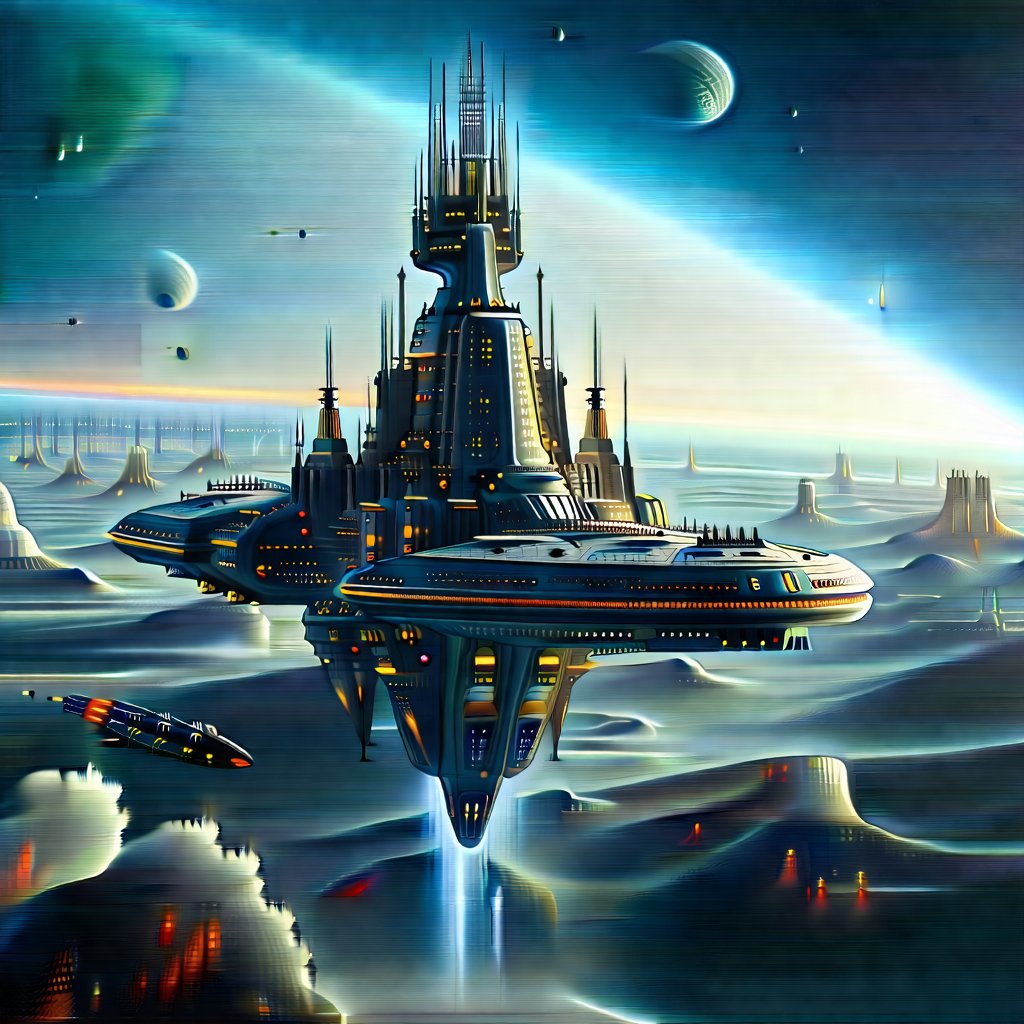Great City of Bablyon in the galaxy,  Aliens battleship,  ultra realistic photo by user_784698509596249120 on Tensor.Art