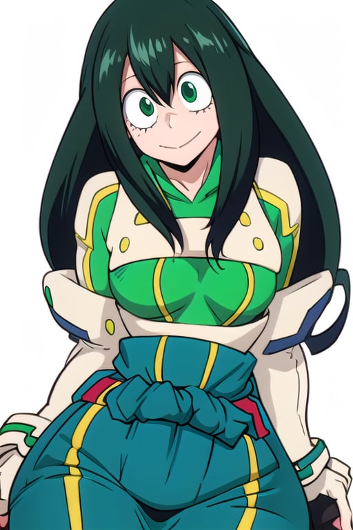 1girl, 
white background, blue theme, upper part of body, (waist-up shot:1.3), 
asui tsuyu (my hero academia), 