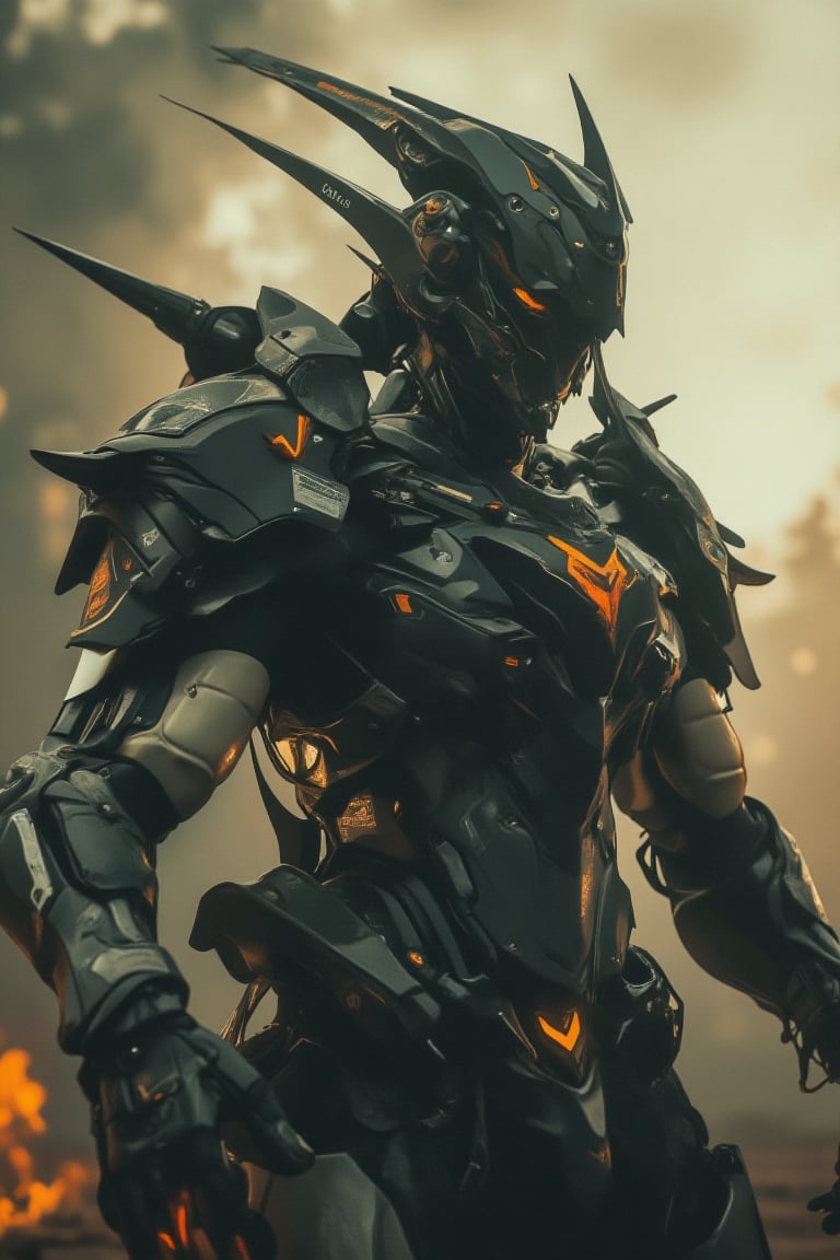 Poster of SCARECROW wearing mecha armour, niji style,Film style