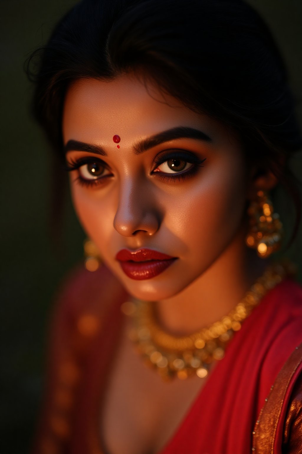 Raw photo of (18yo Kerala Beautiful young woman:1.1, (best quality, highres, ultra-detailed:1.2), This breathtaking photograph, shot on a Canon 1DX with a 50 mm f/2.8 lens, beautifully showcases the raw and authentic beauty of life. high resolution 8k image quality, vibrant colors, glowing dimond, glowing eyes, realistic Raw photo, realistic lighting, traditional, exotic beauty, mesmerizing eyes, girl, 35mm photo,hubg_beauty_face