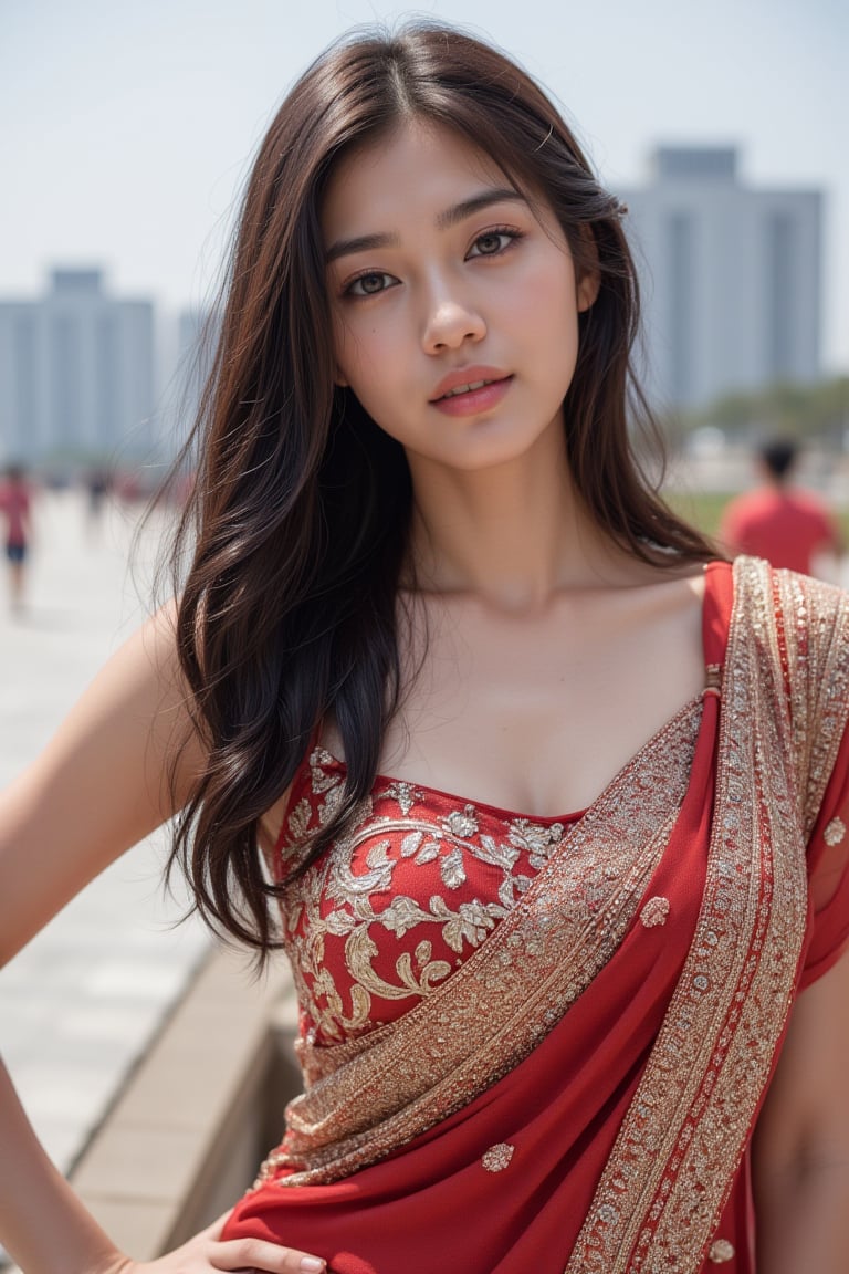 Generate an AI influencer with soft,  natural features resembling a young woman from Bangladesh. She is 21 years old. She...