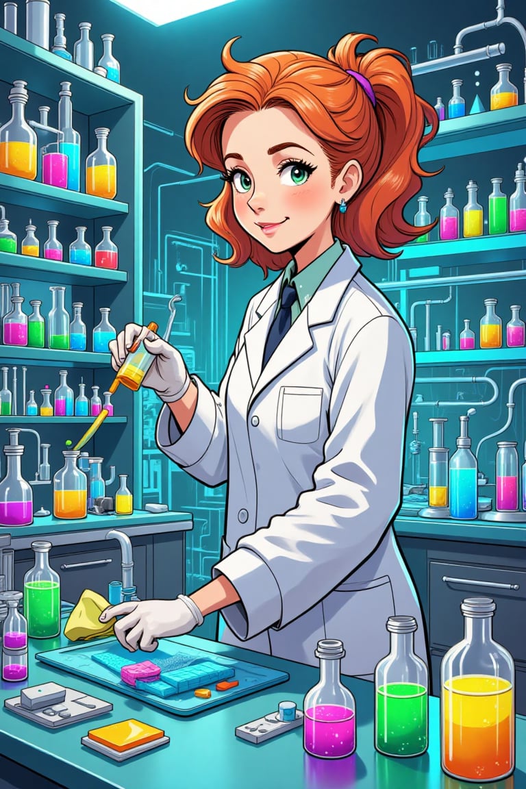 A girl, scientist in a laboratory, cleaning, dutschy