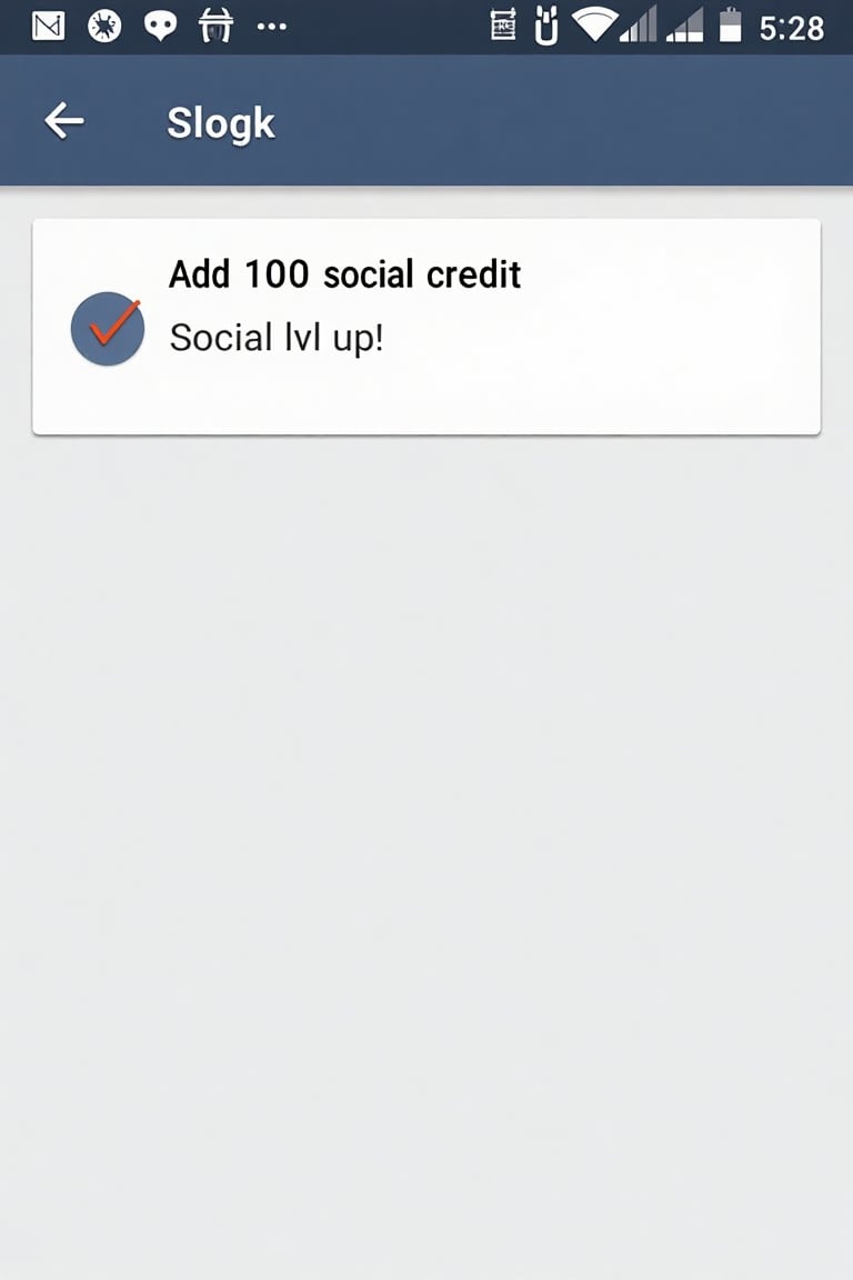 text "Add 100 social credit", second text "Social lvl up!"