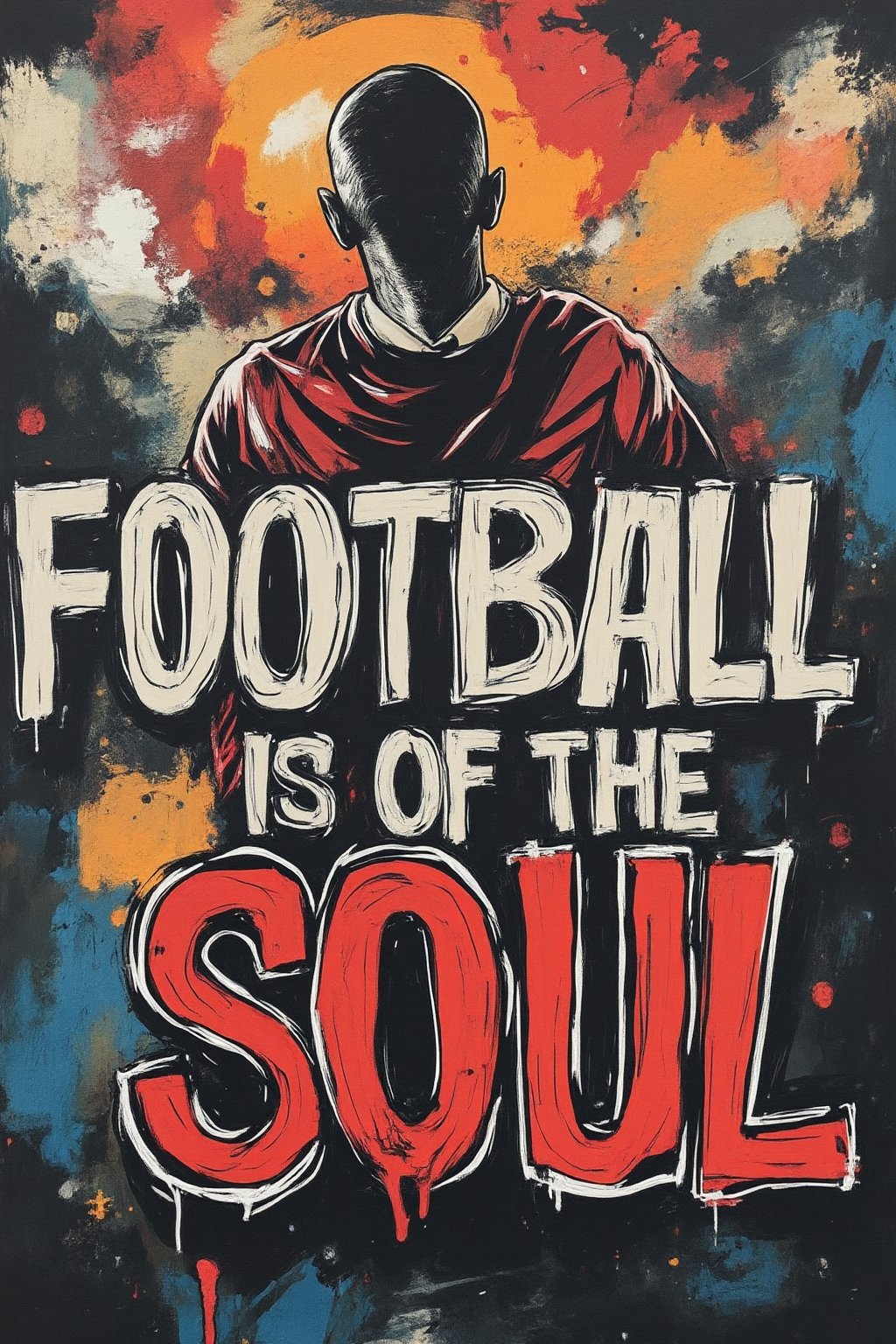 football, text 'FOOTBALL IS call of the soul (using graffiti font) ' supporters called hooligans, no racism 