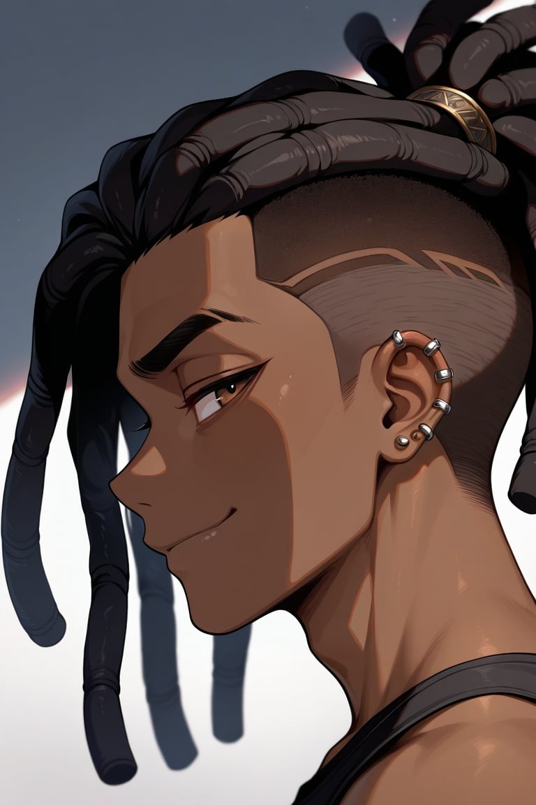 1 boy,  dark skin,  (undercut with dreadlocks by Green mommy on Tensor.Art