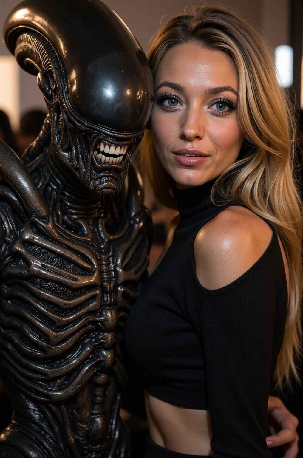 Two persons. Female Blake Lively and Alien xenomorph pose for the camera.,  Blake Lively,  beauty face by BChieng on Tenso...