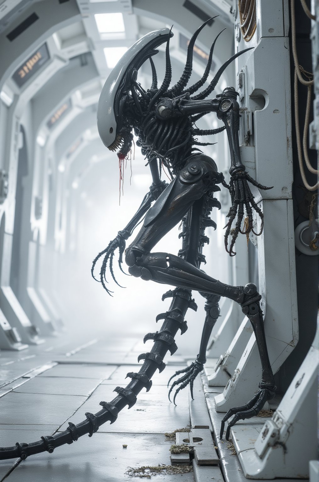 Side view,  xenomorph,  crawling on wall by BChieng on Tensor.Art