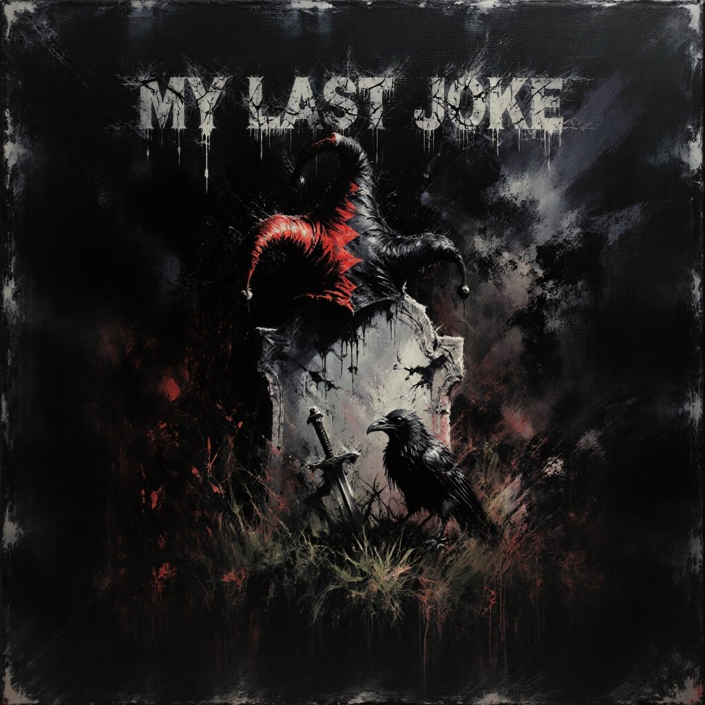 realistic,  cinematic album cover. general plan. Dark tones,  oppressive atmosphere. dramatic lighting casting long shadow...