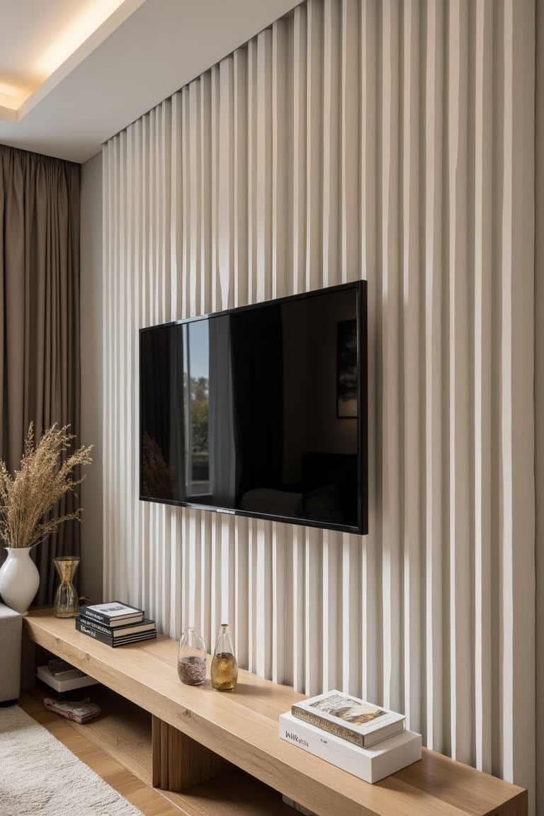 A fluted wall TV panel design by user_792046489970097790 on Tensor.Art